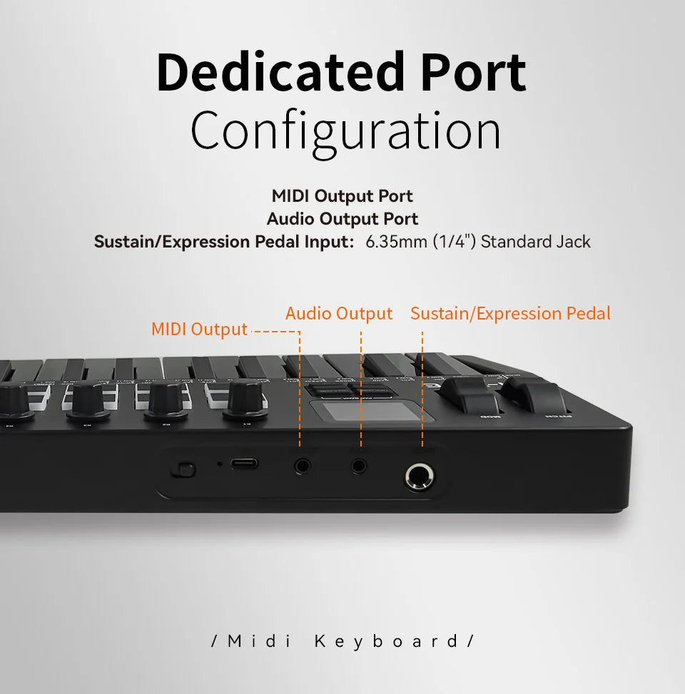 Clavier MIDI M-VAVE All Black PRO 37 touches, 16 tampons RGB, 4 faders, 8 encodeurs, moteur de synthétiseur FM DX-7 intégré, 5 couleurs en option
