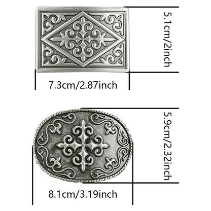 1 square oval three-dimensional cross pattern buckle, personality western simple men's novelty belt buckle