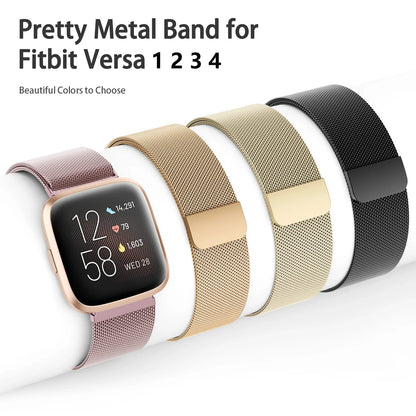 Milanese Strap for Fitbit Versa 1/2/3/4 Band Replacement Wristband Metal Stainless Steel Magnetic Loop Bracelet Accessories