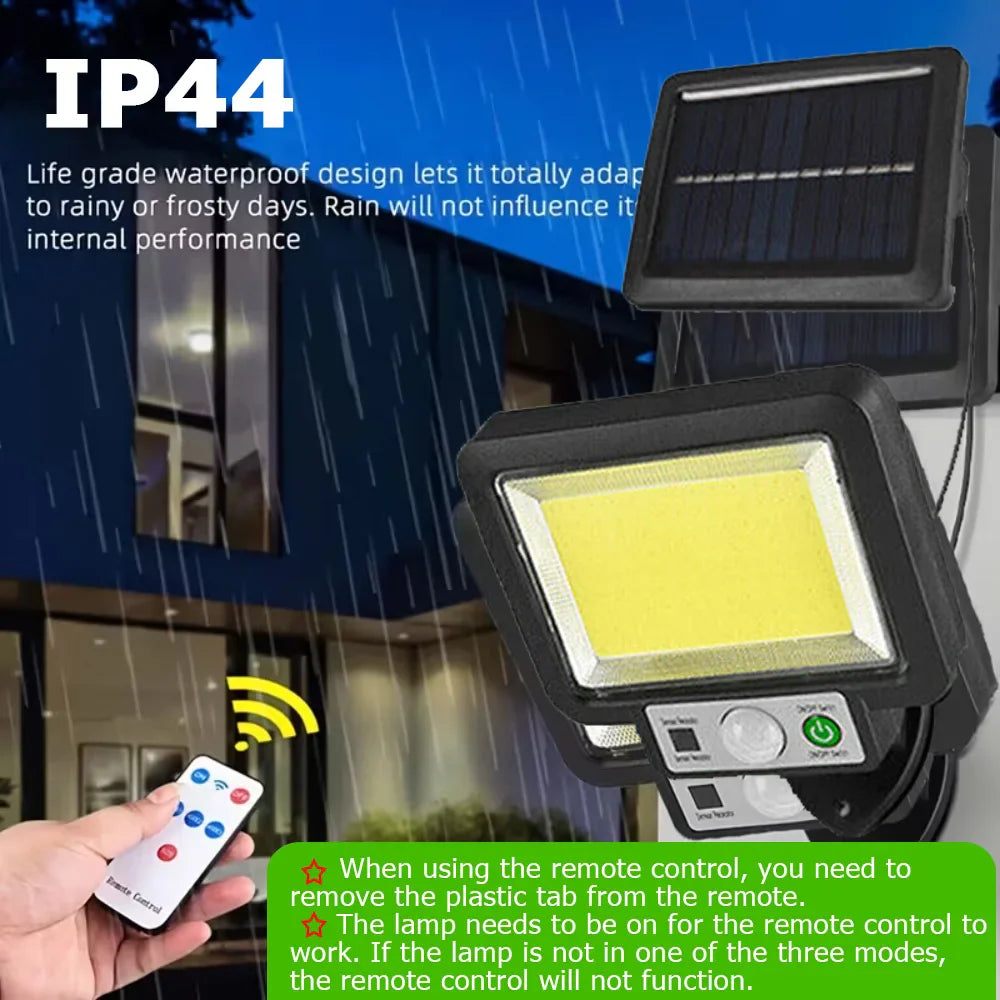 117 COB lampe murale solaire capteur de mouvement Led lumières solaires 3 Modes avec télécommande lampe extérieure étanche pour jardin cour décor