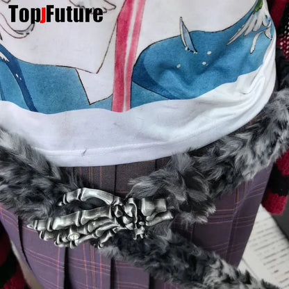 Y2K-Harajuku Western Cowboy Furry Snowleopard Punk Skull Belt, Gift for Women and Men, Girls