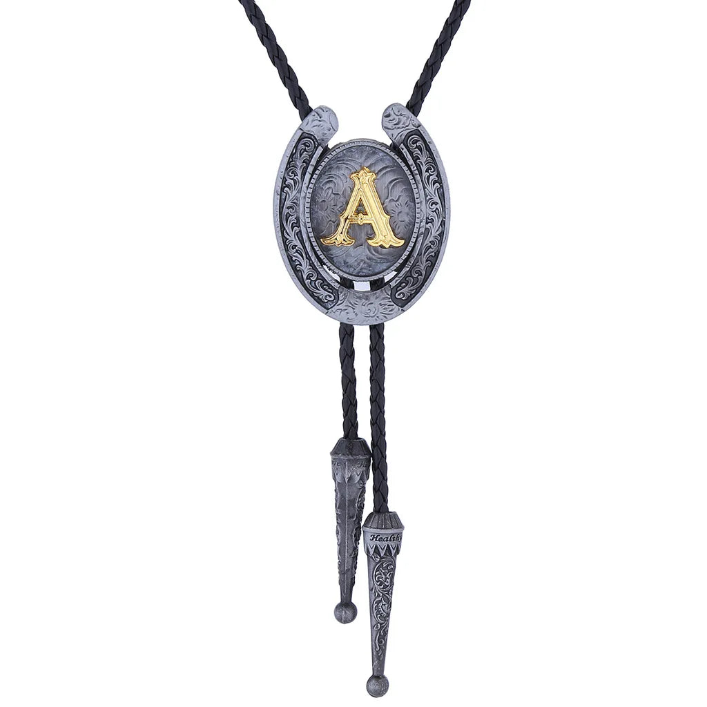 RechicGu-26 lettres Bolo pour homme, style western, cow-boy, cow-girl, cravate en cuir, collier rodéo, bijoux cadeaux, Dropshipping