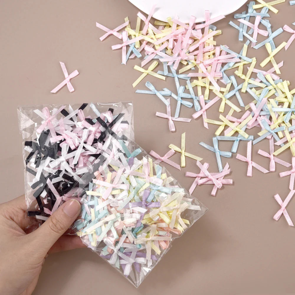 100 mini-nœuds en ruban, fleurs en satin, nœuds à faire soi-même, embellissements pour l'artisanat, accessoires pour l'artisanat, fournitures de décoration de Noël