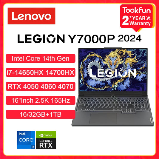 Lenovo Gaming Laptop LEGION Y7000P (5i Gen 9) 2024 Intel i7 14650HX NVIDIA RTX 4050 4060 4070 16"Inch 2.5K Computer PC Notebook