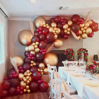 Kit de guirlande de ballons rouge vin bordeaux, arc de ballons en or rouge, guirlande de ballons de noël, décor de noël, décor de saint-valentin