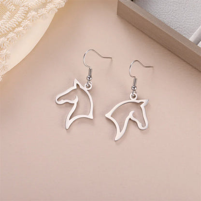 My Shape Boucles d'oreilles tête de cheval pour femme, acier inoxydable, goutte de cheval, boucle d'oreille pendante, bijoux amoureux, cadeaux du Nouvel An