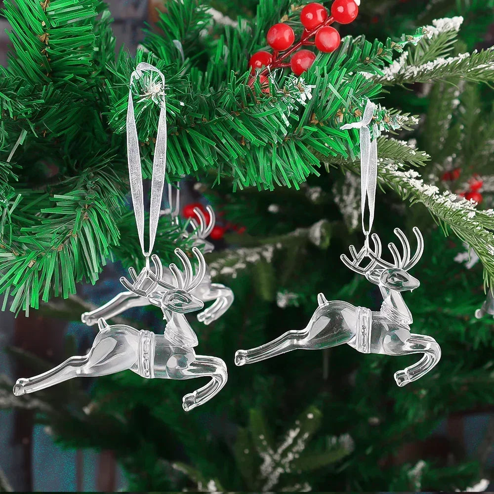 Ornement suspendu de noël en cristal acrylique, 2 à 12 pièces, ange brillant, flocon de neige, pendentif de glaçon pour décorations de fête de noël et du nouvel an