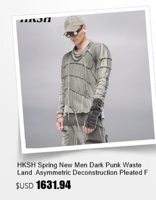HKSH Spring Autumn New Man Punk Fashion Streetwear Dark Brushed Wax Handmade Damaged Tops Denim Jacket Y2K Chic Ins Coats HK4959