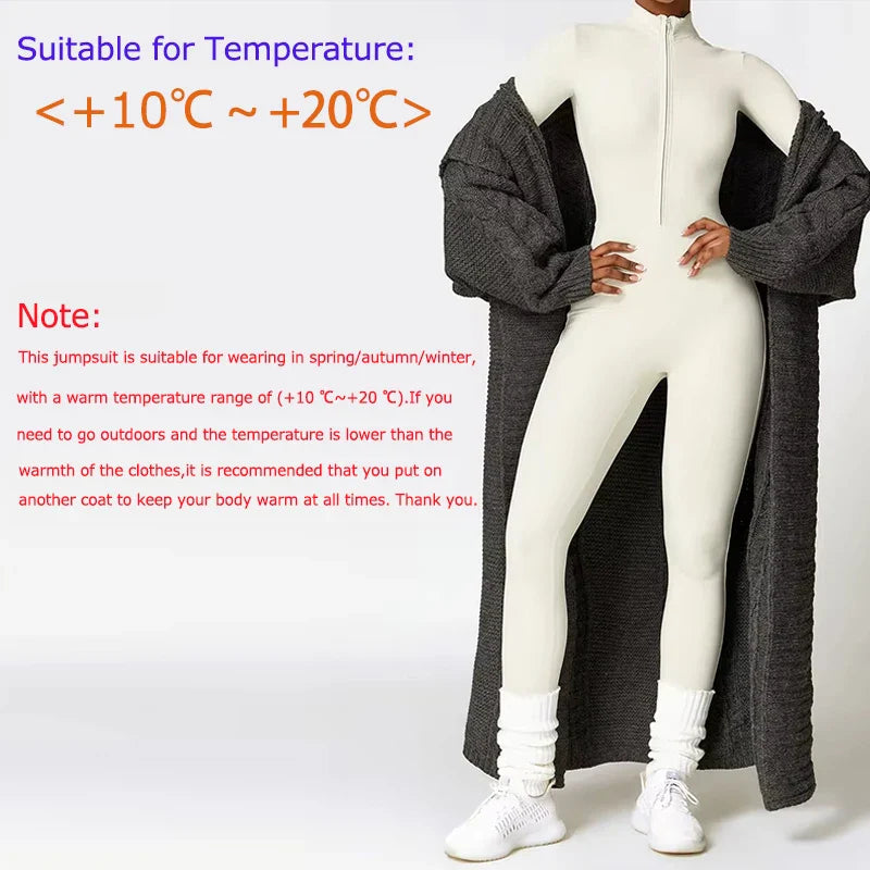 Combinaisons de sport chaudes en peluche pour femmes, survêtement une pièce, Fitness, ensembles de gymnastique d'hiver, manches longues, body d'exercice noir pour femme