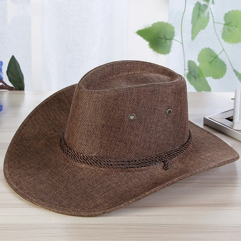 Spring Autumn Wide Brim Solid Color Men Jazz Hat Unisex Sun Protection Outdoor Women Top Hat Cowboy Cap