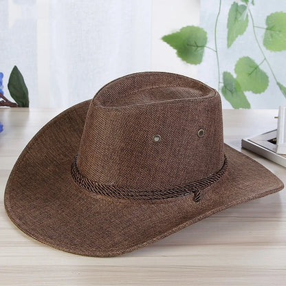 Spring Autumn Wide Brim Solid Color Men Jazz Hat Unisex Sun Protection Outdoor Women Top Hat Cowboy Cap