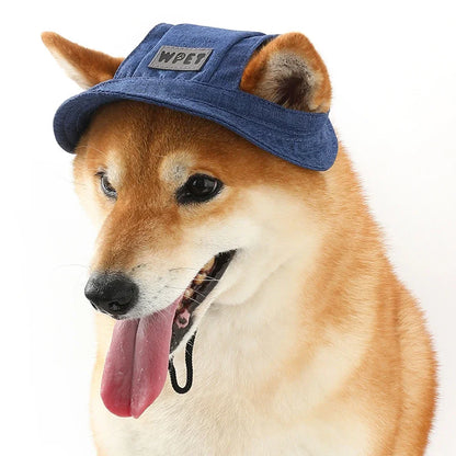 Adjustable Summer Pet Hat, Sun Protection Leak Ear Puppy Linen Cowboy Hat Sun Cap Visor Cute Outdoor Sports Hat for Cat