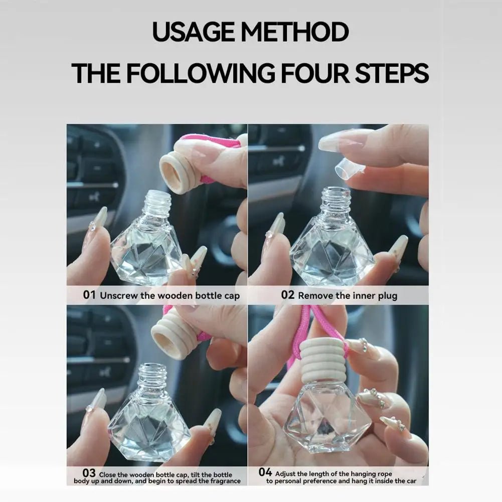 Auto Aromatherapy Bottle Car Air Freshener Ornament Hanging Glass Bottle Fragrance Bottle Auto Perfume Decoration