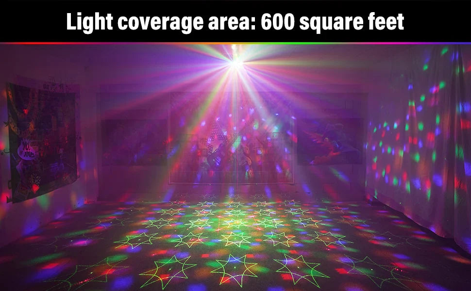 2 boules disco lumineuses avec projection de motifs et contrôle sonore,  et plus