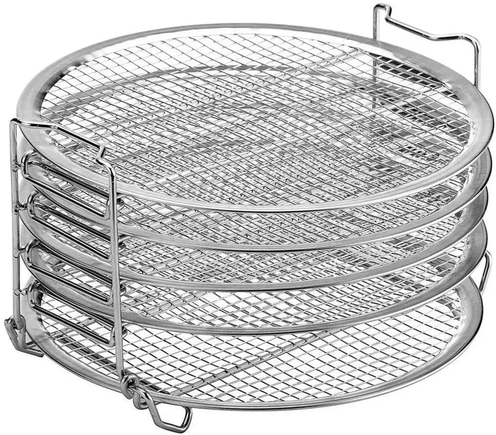 Air Fryer Grill Stand with Five Stackable Layers, Food Grade Stainless Steel Dehydrator Rack Accessories