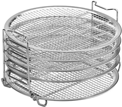 Air Fryer Grill Stand with Five Stackable Layers, Food Grade Stainless Steel Dehydrator Rack Accessories