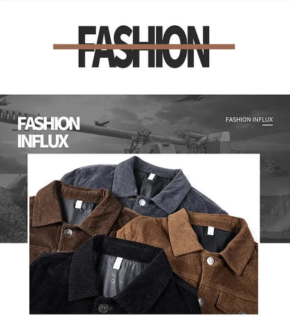 Manteaux tendance pour hommes, veste en velours automne, coupe slim, style vintage, décontracté, éclair, manches longues, vêtements d'extérieur, fermeture printemps-automne
