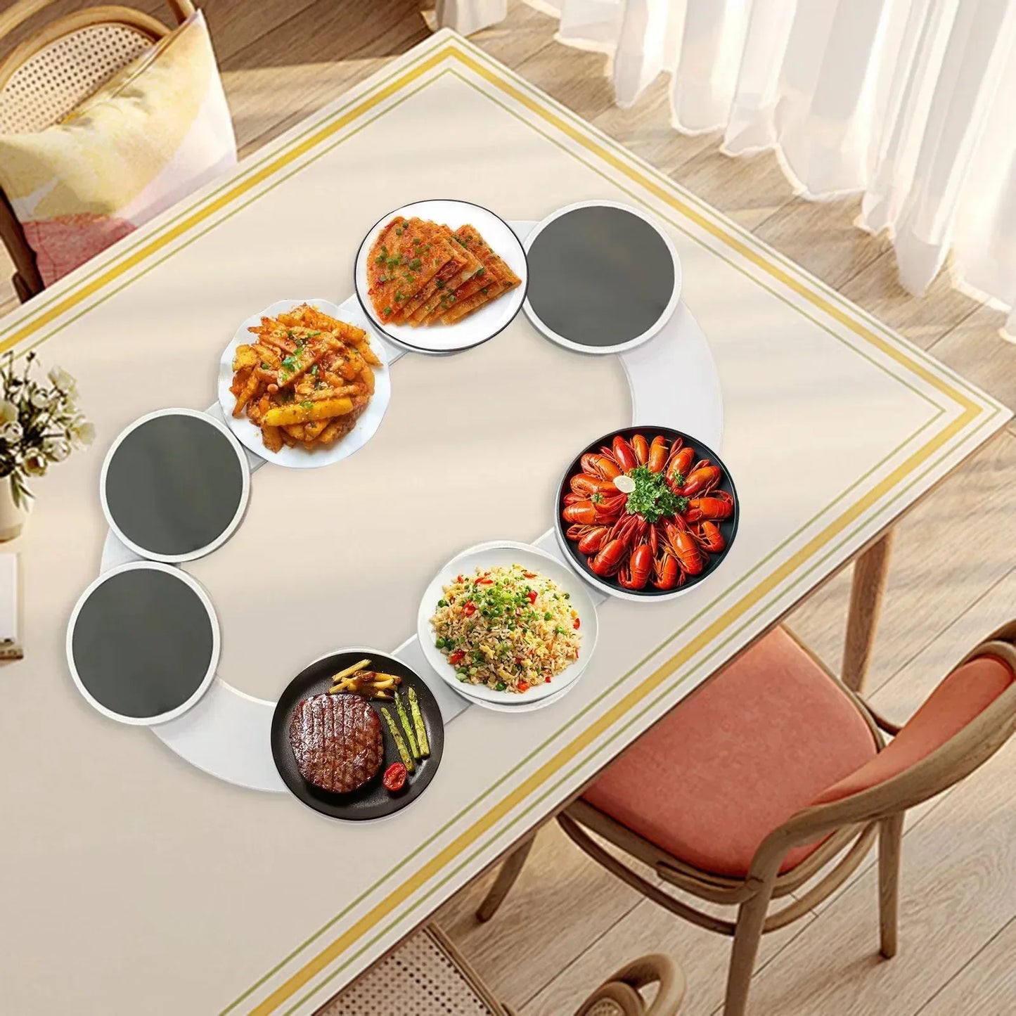 Table à manger de cuisine, plateau tournant de comptoir de cuisine, Rotation à 360 degrés, polyvalente, résistante à la chaleur pour Table rectangulaire