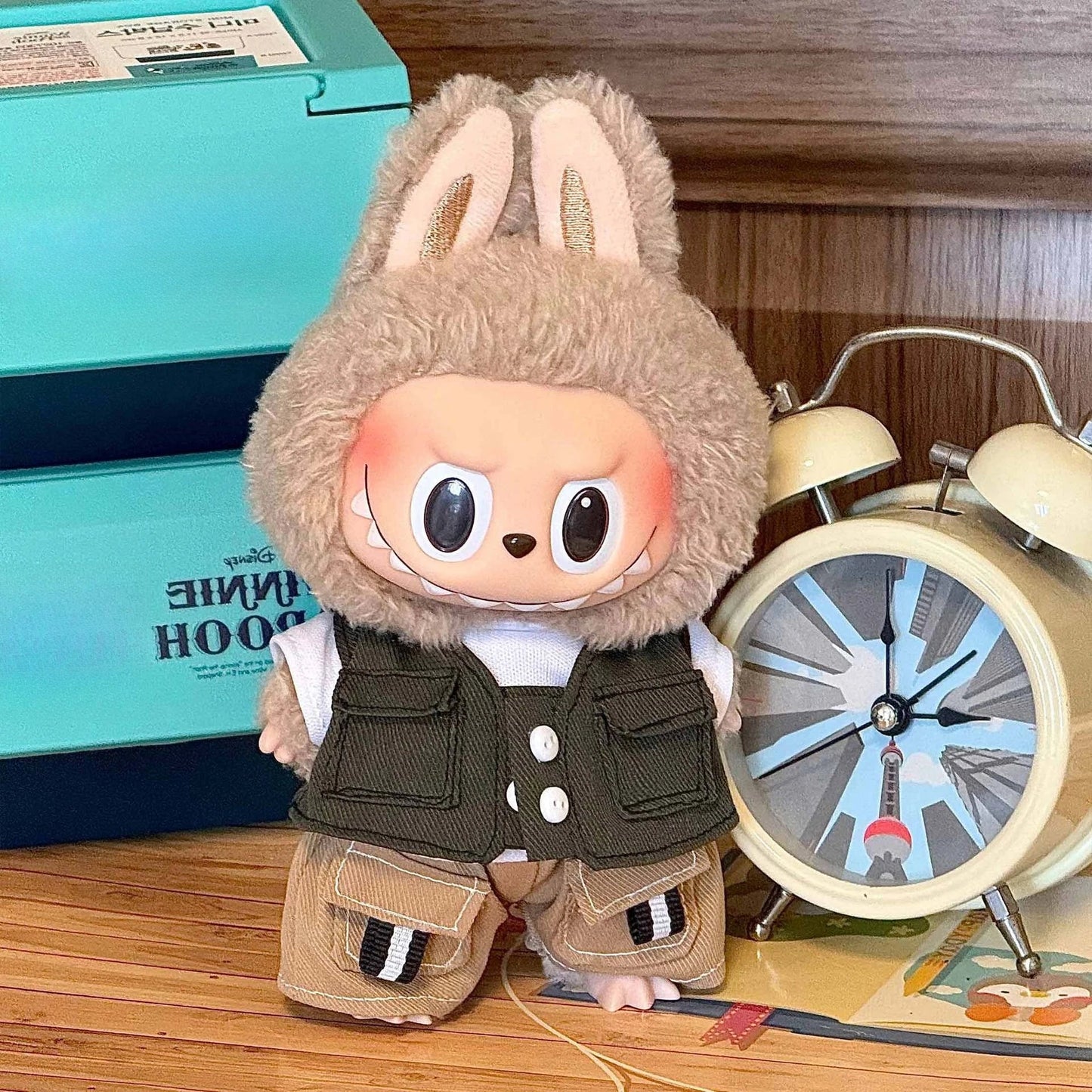 Cute Cowboy Clothes for Labubu Fashion Overalls Set Clothing Hats for Labubu V1 V2 V3 Cartoon Clothes Outfit Dolls Accessories