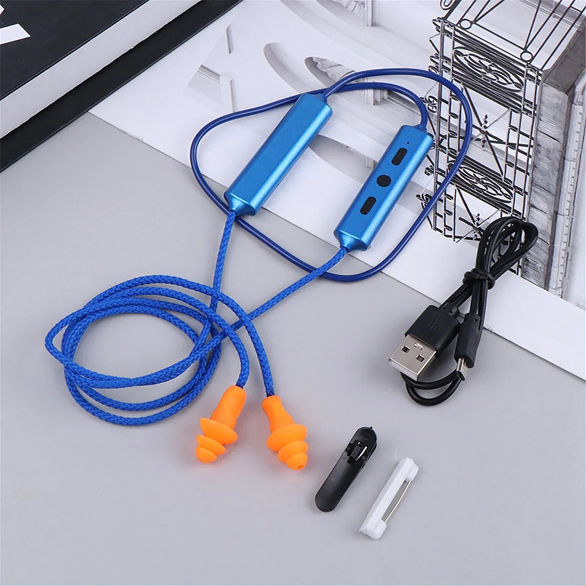 Bouchons d'oreille écouteurs Bluetooth pour le travail, suppression du bruit, protection auditive, sites de construction, lieux bruyants bleu A005