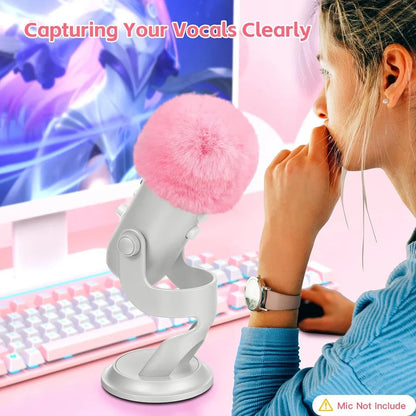 Mic Foam Cover for Blue Yeti Microphone,Mic Foam Cover with Furry Windscreen Muff Windshield for ZealSound K66 Pink