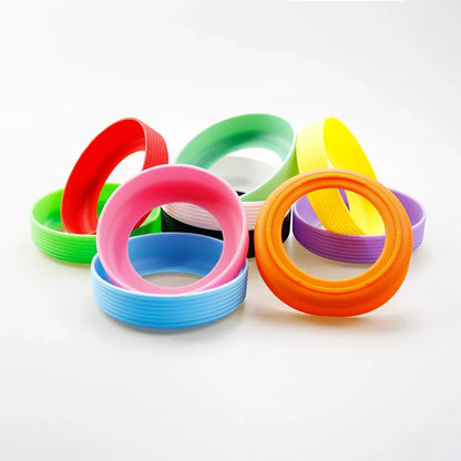 16 Colors 9.0CM Threaded Silicone Cup Bottom Protective Cover Coaster Sleeve Water Cup Cover 90MM Thermos Cup Bottom Holder