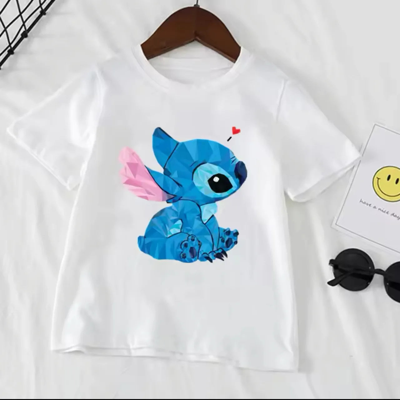 Stitch Stitch Series Peripheral Cartoon Pattern Printed Children's Clothing Summer Edition Boys and Girls Round Neck T-shirt