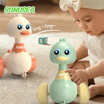 Balançoire de Bébé Jouet Canard Dessin Animé Véhicules à Pousser Jouets Animaux à Glissement Inertie Voitures à Retractation Jouets d'Éducation Précoce pour Tout-Petits Garçons Filles