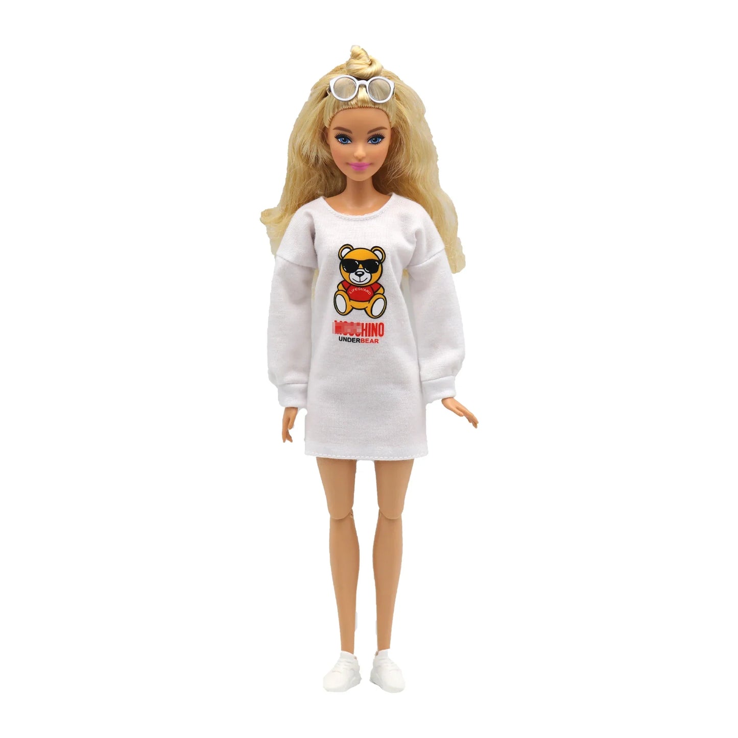 Nouvelle robe blanche imprimée petit ours de 30 cm pour poupée 1/6, accessoires vestimentaires quotidiens pour poupées Barbie