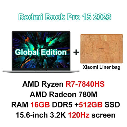 2023 Xiaomi Laptop Redmi Book Pro 15  Ryzen R5-7640HS/R7-7840HS AMD 780M/760M 16G RAM 512G/1T 15.6Inch 3.2K 120Hz  Mi Notebook