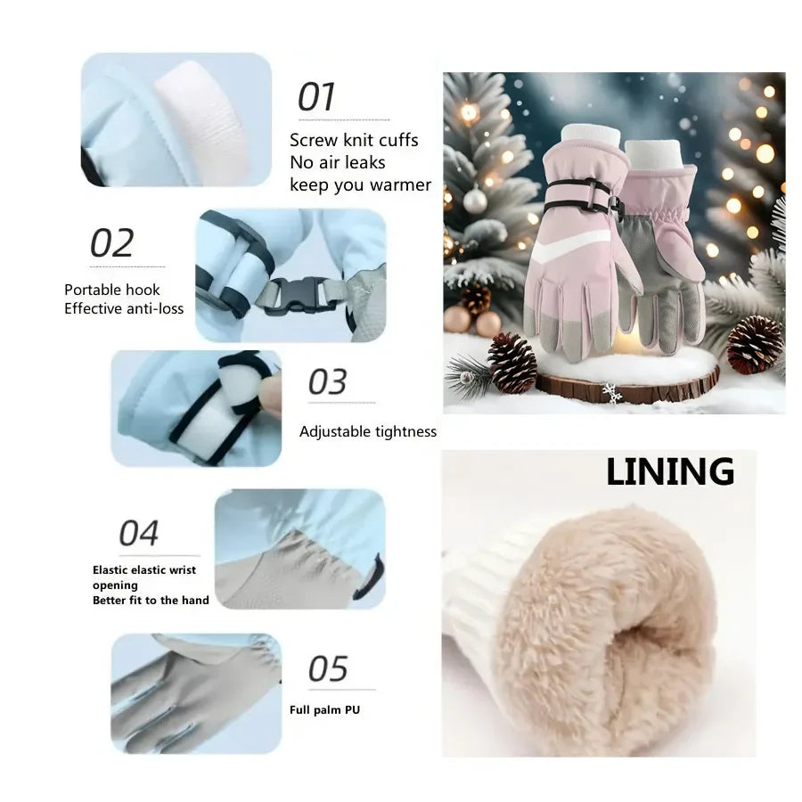 Gants de Ski d'hiver pour enfants, robustes, chauds, coupe-vent, pour Sports de plein air, garçons et filles, pour 3-14 ans
