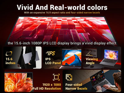 Firebat Laptop AT15 15.6 Inch Intel N150 DDR4 16GB RAM 512GB 1TB SSD 1920*1080 Windows 11 Notebook Backlit Integrated Numpad