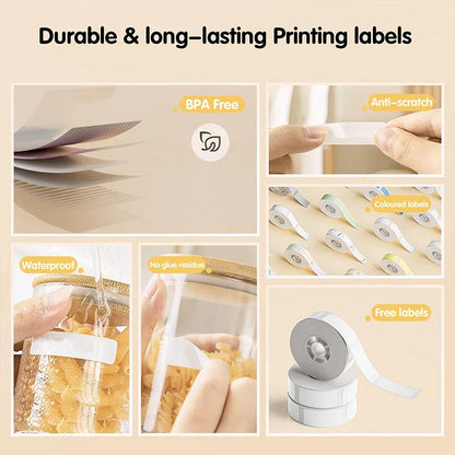 Niimbot White/Cable/Round/Transparent Thermal Label Adhesive Sticker Waterproof UV Paper For D11 D110 Mini Printer Label Maker