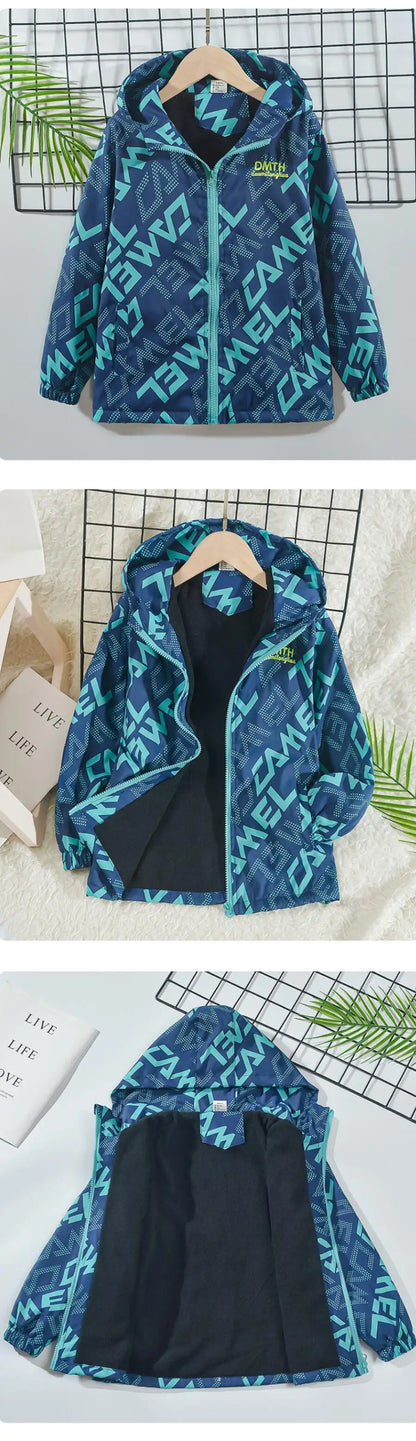 Boys Fashion Outdoor Jacket Thick Winter Waterproof Jackets For Kids Warm Clothes Autumn Boy's Windbreaker Hooded Coat
