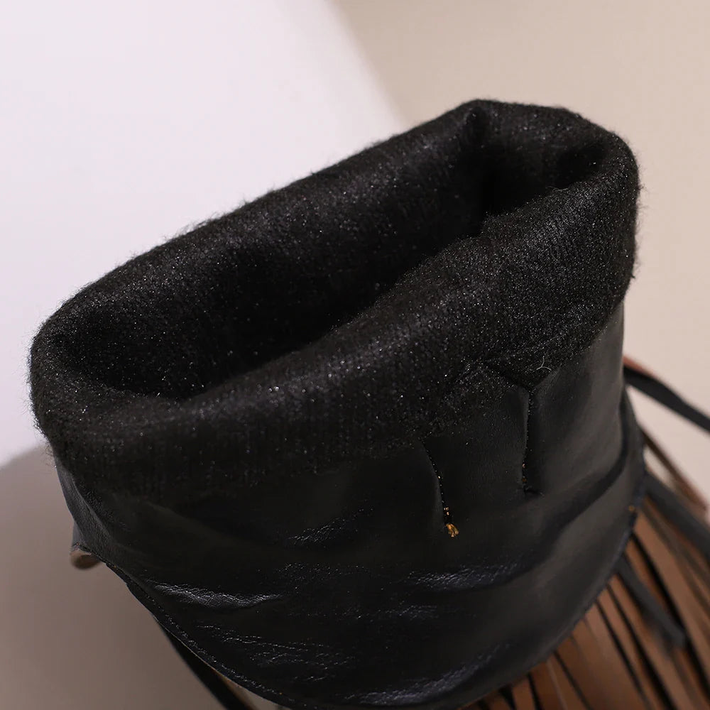 Bottes de cowboy pour femmes, brodées, à glands, talons épais, bout pointu, roses, de style western, bottes compensées sans lacets pour femme