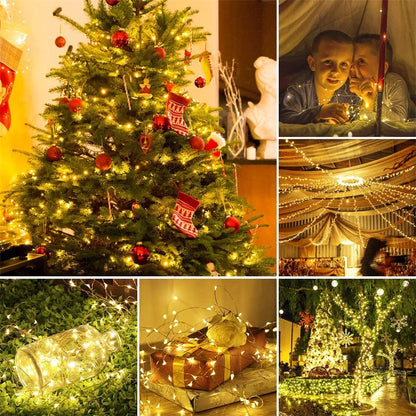 Guirxiété lumineuse LED dégradée USB, fil de cuivre, 20m, 200LED, guirxiété de lampe extérieure de vacances, arbre de Noël, décoration de fête de mariage