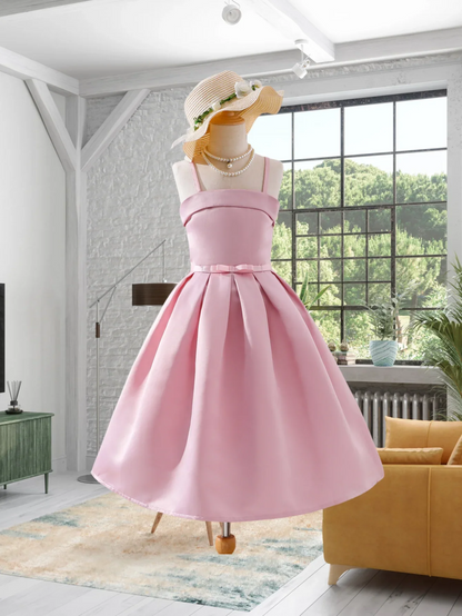 Robe d'été rose pour filles, élégante et douce, sans manches, robe de fête d'anniversaire