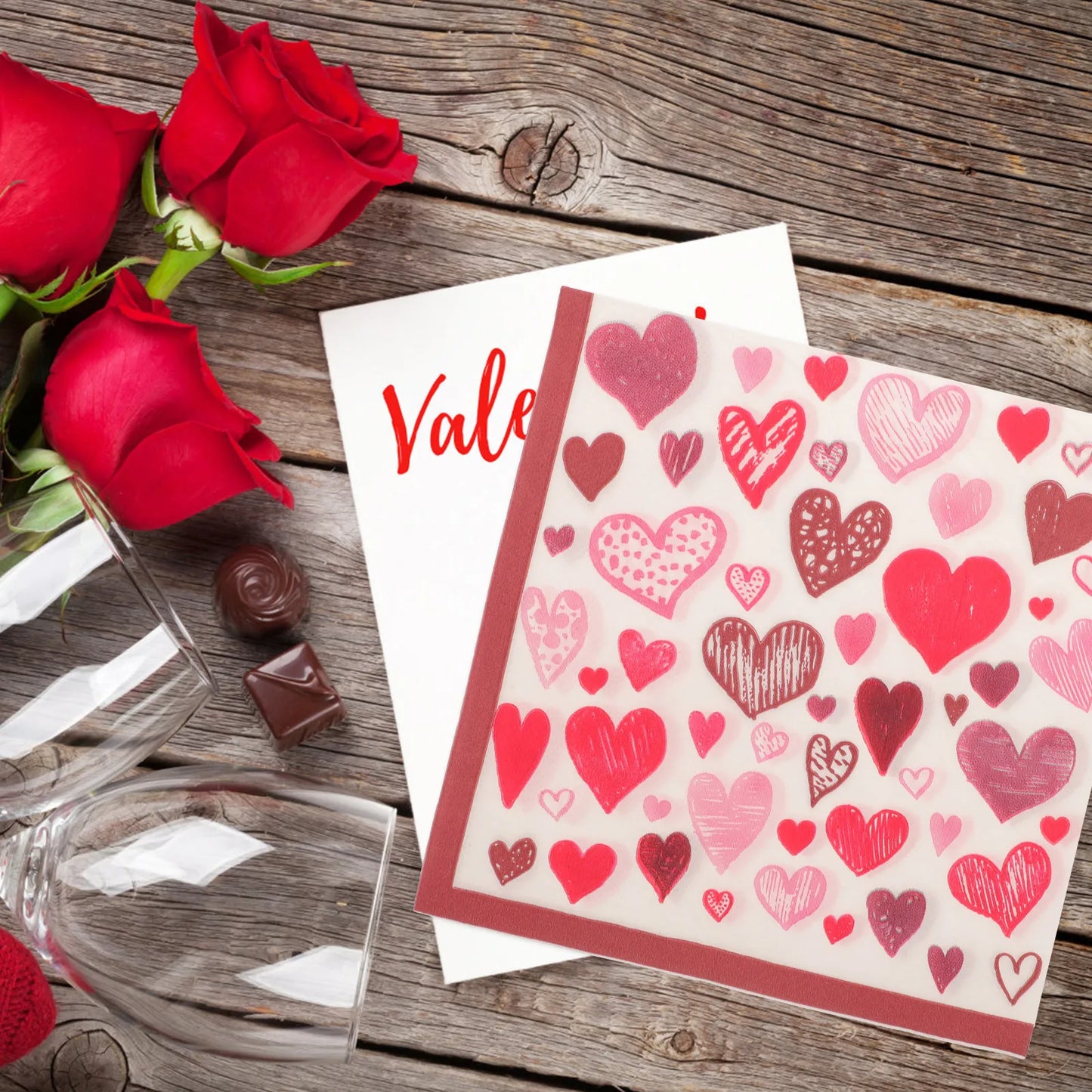 40 Serviettes en Papier Cœur Amour Élégantes Forme Carrée Parfaites pour les Couverts et la Mise en Place de la Table Serviettes de Table en Papier