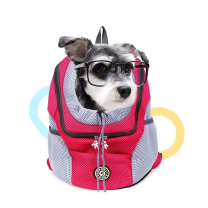 Sac à dos Portable pour animaux de compagnie, Double sac à bandoulière pour chien, sac de transport pour chat de voyage en plein air, sac avant pour chien, sac à dos en maille