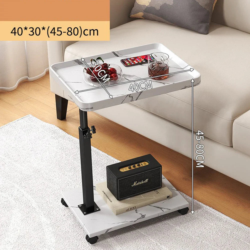 Chariot roulant réglable, Table de chevet, bureau pour ordinateur portable, lit médical pour la maison, plateau alimentaire 360 °   Bureau à domicile de table de plateau de canapé rotatif