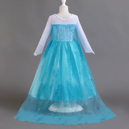 Elsa Dresses for Girls Princess Party Elsa Costume Snow Queen 2 Cosplay Elza Vestidos Hair Accessory Set Halloween Girls Clothes