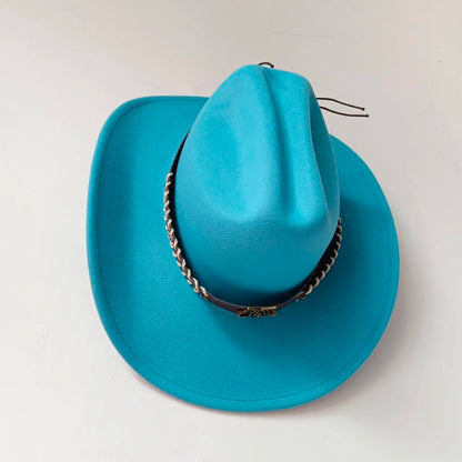 Chapeau de cowboy occidental à large bord pour homme, casquettes d'église Everche, Fascinateur vintage, chapeau de cowgirl jazz, zones bre, nouveau, 9cm