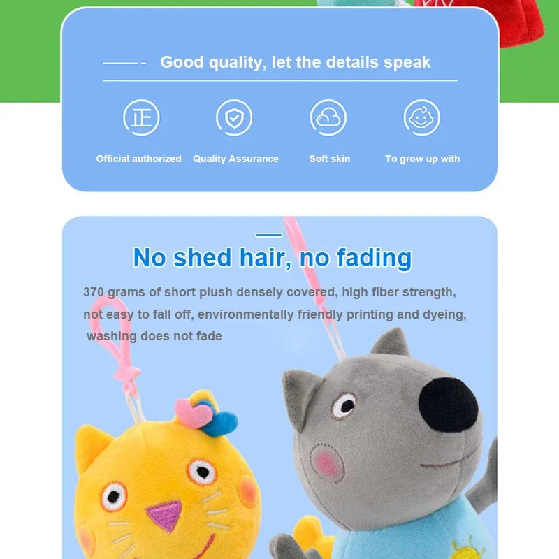 19CM Genuine Peppa Pig George Stuffed Plush Toys High Quality Keyring Hot Cartoon Animal Doll Pendant Children's Birthday Gifts