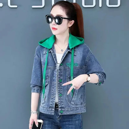 Cowboy Coat Woman Plain Crop Short Casual Small Denim Jacket for Women Deals Original Cowgirl Clothing 2025 Fashion Trend Models