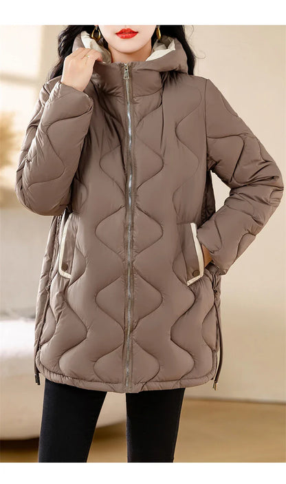 2024 New Winter Jacket Parkas Women Coat Fur Collar Hooded Overcoat Female Jacket Parka Thick Warm Cotton Padded Outwear