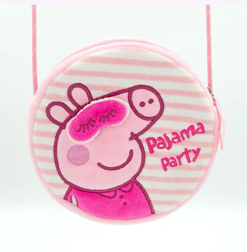 Peppa Pig Crossbody Bag Stereoscopic Doll Backpack Anime Knapsack Plush Coin Purse Toys George Round Pocketbook Children's Gifts