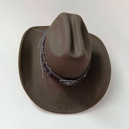 Chapeau de cowboy occidental à large bord pour homme, casquettes d'église Everche, Fascinateur vintage, chapeau de cowgirl jazz, zones bre, nouveau, 9cm