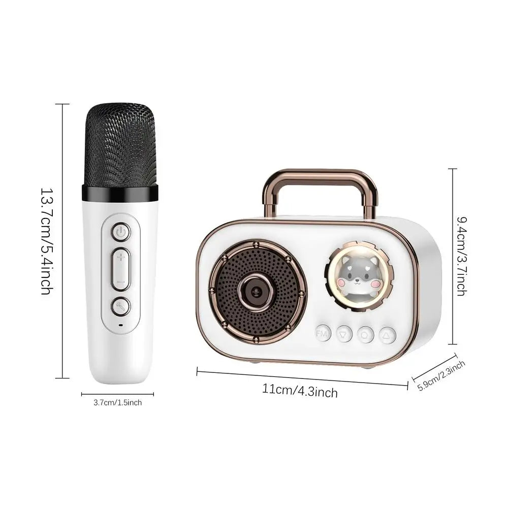 Kids Karaoke Machine Mini Wireless Karaoke Machine With Microphone Long Battery Life Rechargeable Audio Supplies With Dual Mic