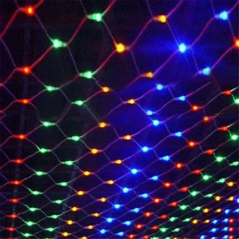 LED Net Mesh String Lights, 8 Modes, 220V, 110V, EU Plug, Festival Decoration, Christmas, Halloween, New Year 2026, Wedding Party