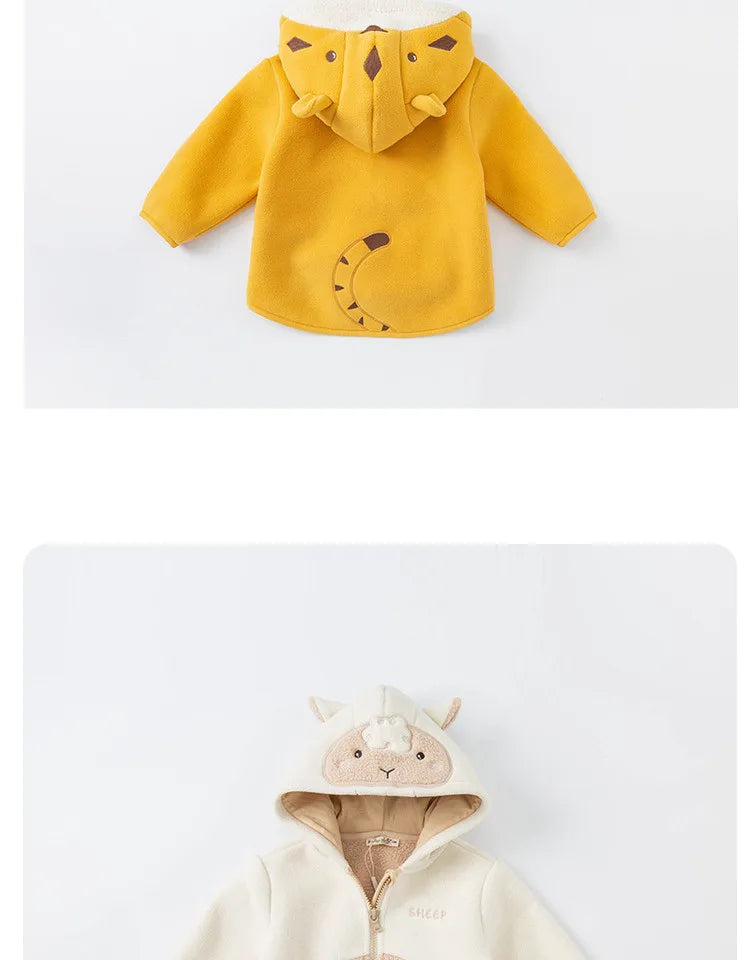 Dave Bella Cute Animal Shape Children Hoodie Cartoon Boys Girls Coat Autumn Warm Hooded Outerwear Toddler Girl Clothes DBX14462